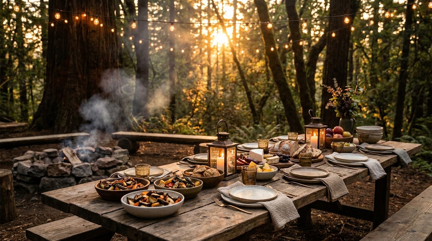 Communal dining in nature